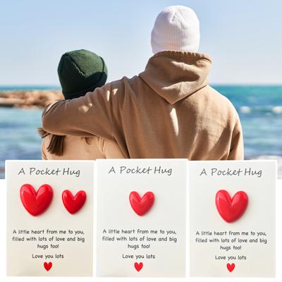 Pocket Hug Heart with Greeting Cards Long Distance Relationship Gift for Mom Wife Little Heart Pocket Hug Token for Valentine's Day Christmas Birthday