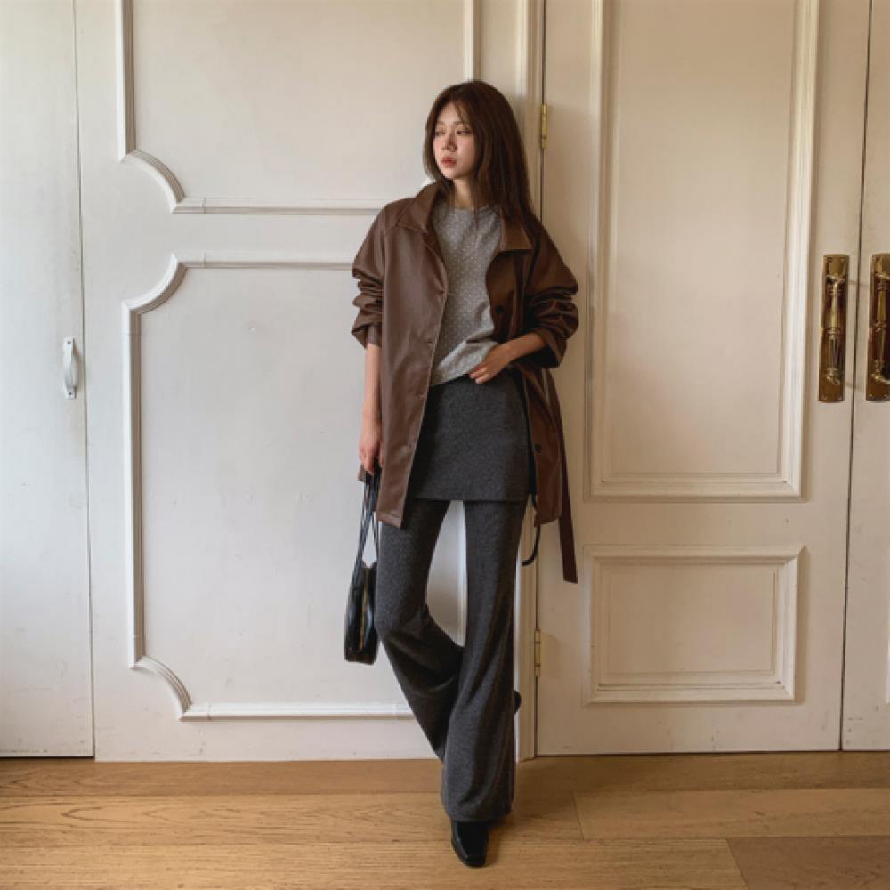 New Arrivals Open Run Women Double Collar Detachable Strap Leather Jacket
