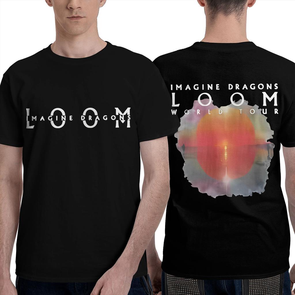 Imagine Dragons Loom World Tour 2025 T Shirt Mens Cotton Vintage TShirt O Neck Album Tee Shirt Short Sleeve Clothes Plus Size
