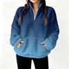 Women's Half Zip Pullover Gradient Print Long Sleeve Top for Fall and Winter