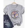 Print T Shirt Short Sleeve Flower Vintage Cute 90s Summer Top Fashion Clothes Women Clothing Gray Basic Tee Graphic T-shirt