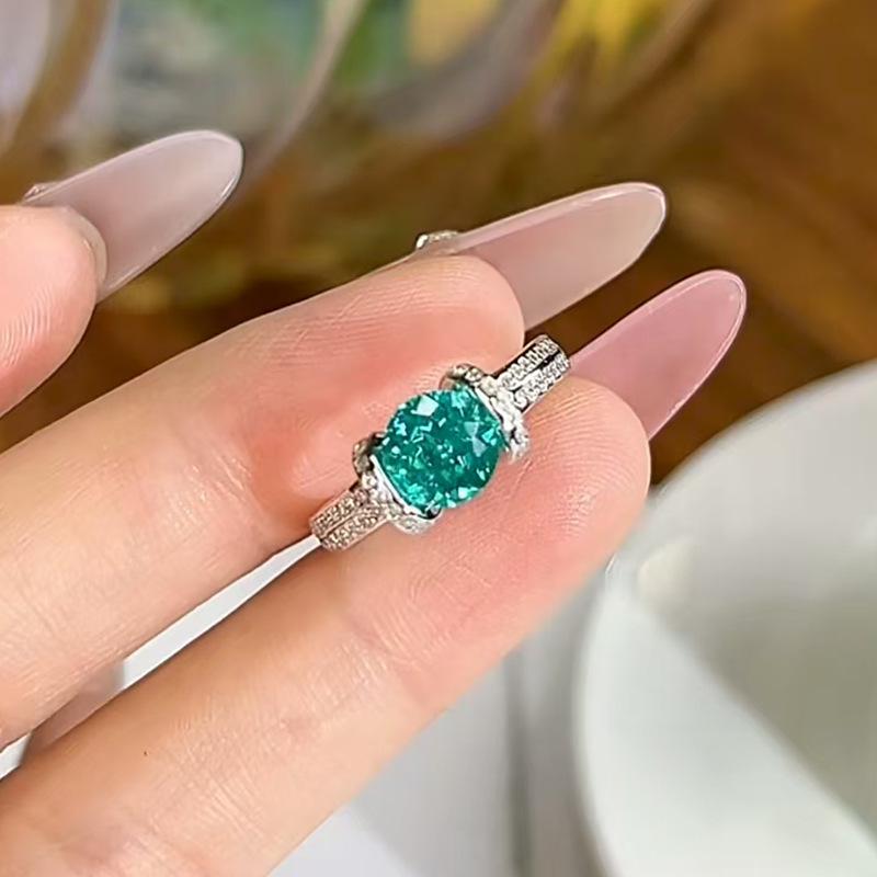 Eleganter S925 Sterling Silber Zirkonring mit Paraiba weißen & rosa Steinen - Süßer Prinzessinnenstil