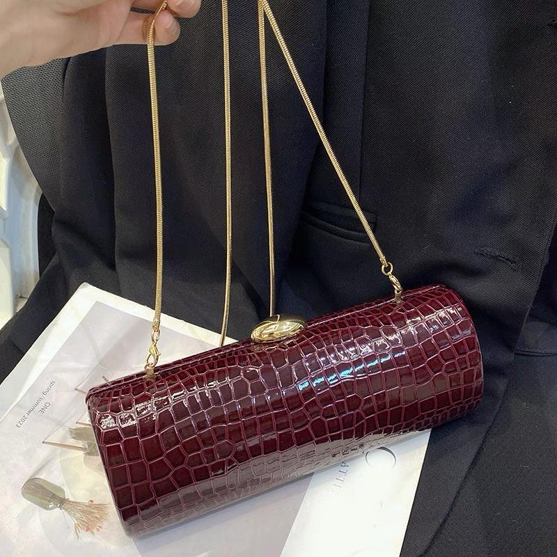 Crocodile Pattern Brand Women's Handbag Luxury Designer Wedding Party Evening Purse Clutch Bag Metal Chain Long Shoulder Bag