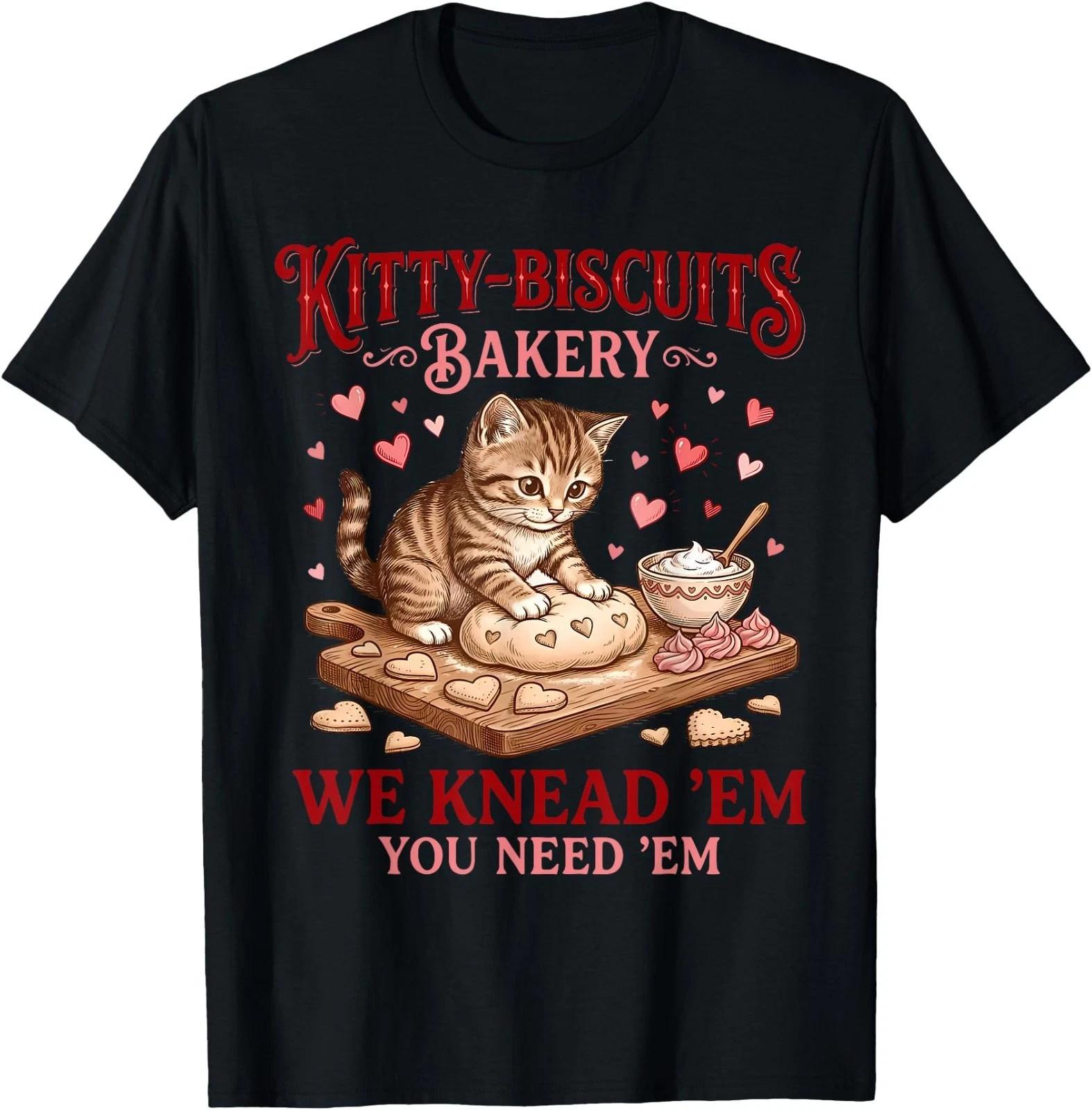Retro Vintage Cat Kitty Biscuits Bakery Happy Valentines Day T-Shirt 2XL
