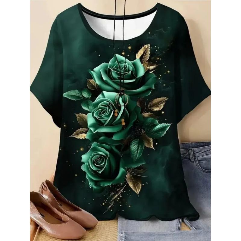 Sommer bedrucktes Damen Oberteil Modetrend Lässiges T-Shirt