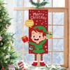 Striscione Appeso Decorazione Murale con Bambola Cartone Animato di Natale e Gambe Lunghe