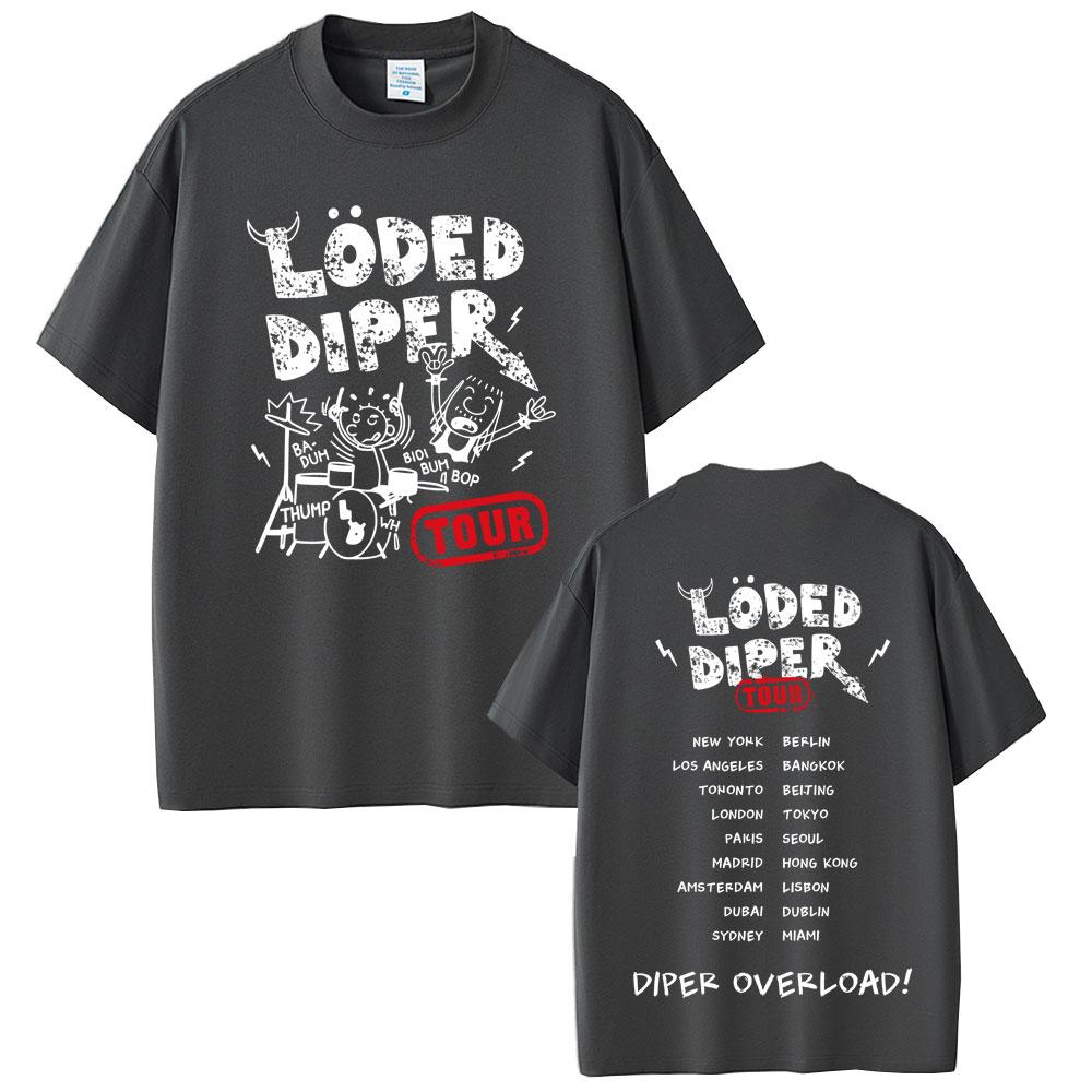 Loded Diper Diper Overload Tour Tshirt Unisex Women Vintage Rock Oversized Short Sleeve Tshirts Unisexs Casual 100 Cotton T Shirts