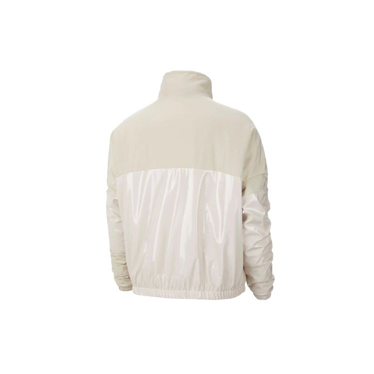Nike Retro Sports Stand Collar Shiny Spliced Jacket Women Jacket Bright-White CZ1870-140
