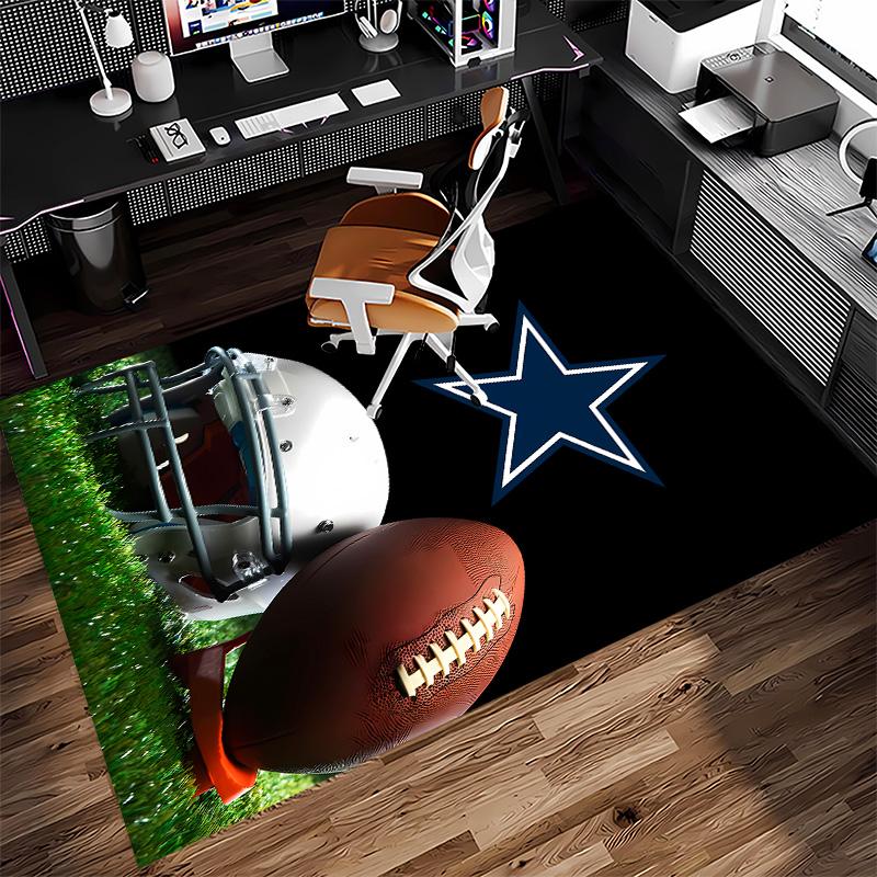 Dallas Cowboys Print Area Rug - Soft, Washable Non-Slip Indoor Mat for Office Chairs, Living Room, Home Office Decorative Rug