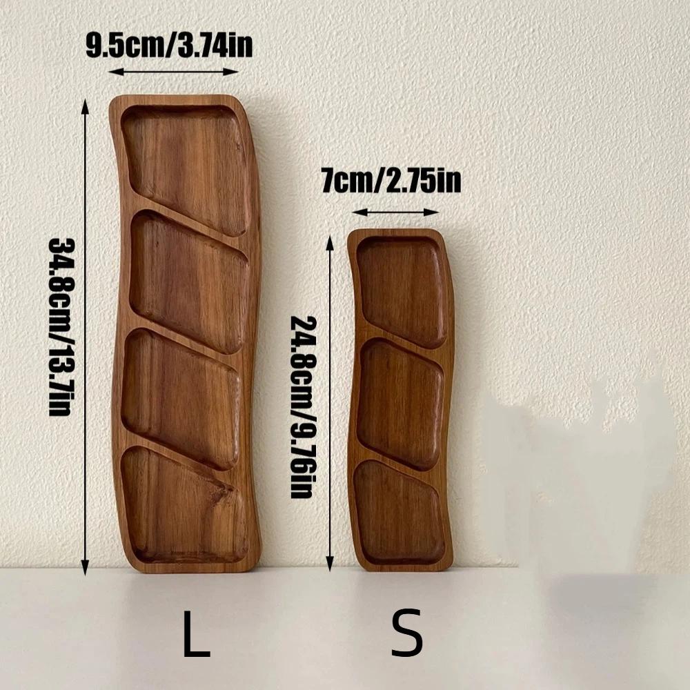 3/4 Compartments Wooden Snack Tray Portable Nut Platter Candies Tray  Living Room