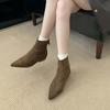 Inner Suede Pointed Short Boots for Women 2025 Autumn and Winter New Velvet Women's Boots Korean Version Thin Boots Fashion Boots for Women