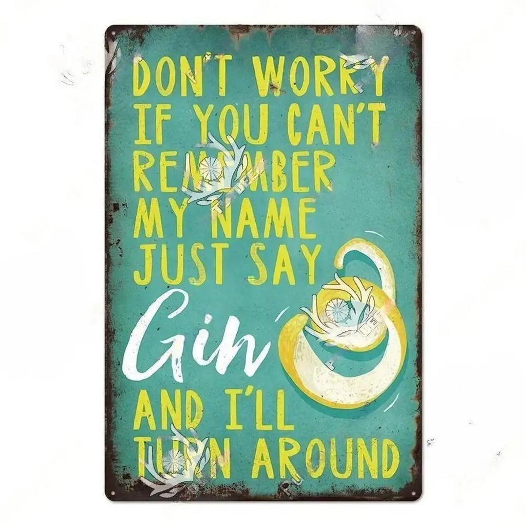 Plaque Metal Tin Signs Drink Gin Tonic Wall Decoration Vintage Art Posters Iron Painting for Man Cave Home Cafe Garden Club Bar