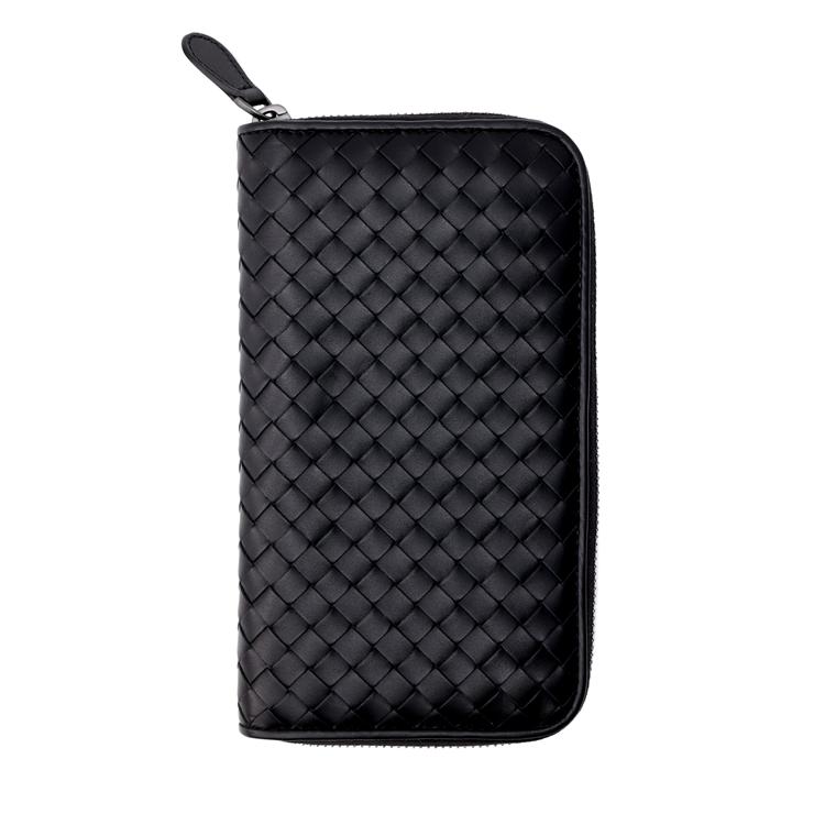 Bottega Veneta Nero Intrecciato Zip-Around Wallet Unisex Wallet Black 114076V46511000