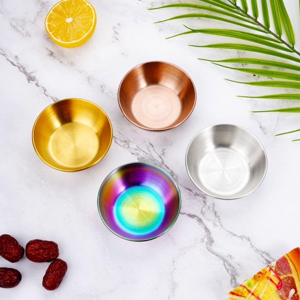 2pcs Thickened Dip Sauce Dish Stainless Steel Snack Dish Tableware Seasoning Dish  Dining Table