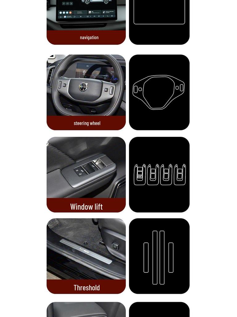 2026 Volvo XC70 Tempered Glass Film for Navigation Screen, Console Protection & Rear AC Trim