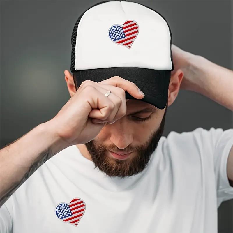 12 Pcs American Flag Heart Embroidered Patch Iron On USA Applique Badge for Jacket Jeans Hat Backpack Clothes Decoration
