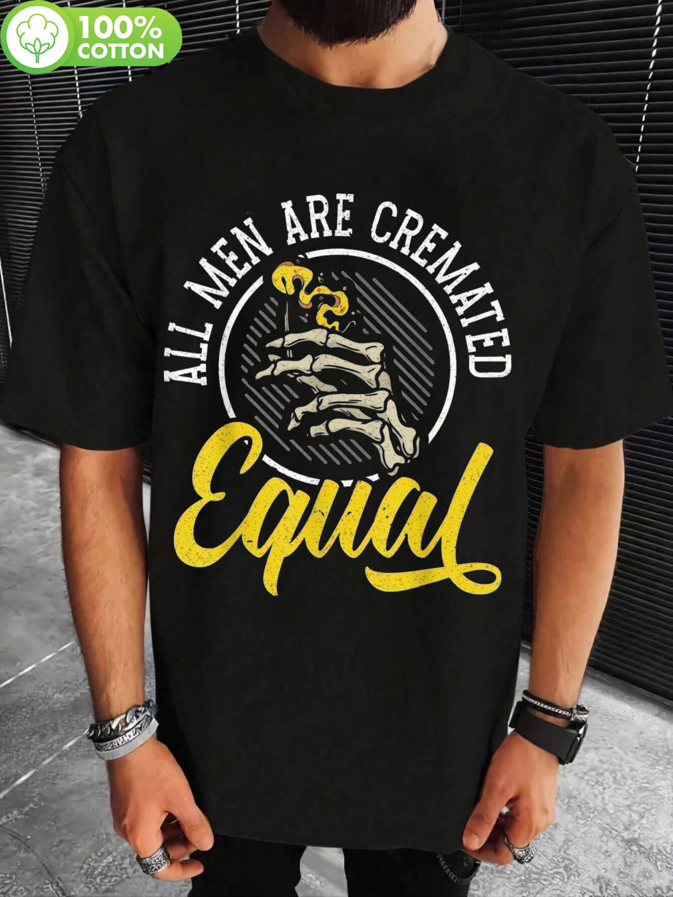 Black Cotton Graphic Tshirt - All Men Are Created Equal S... S