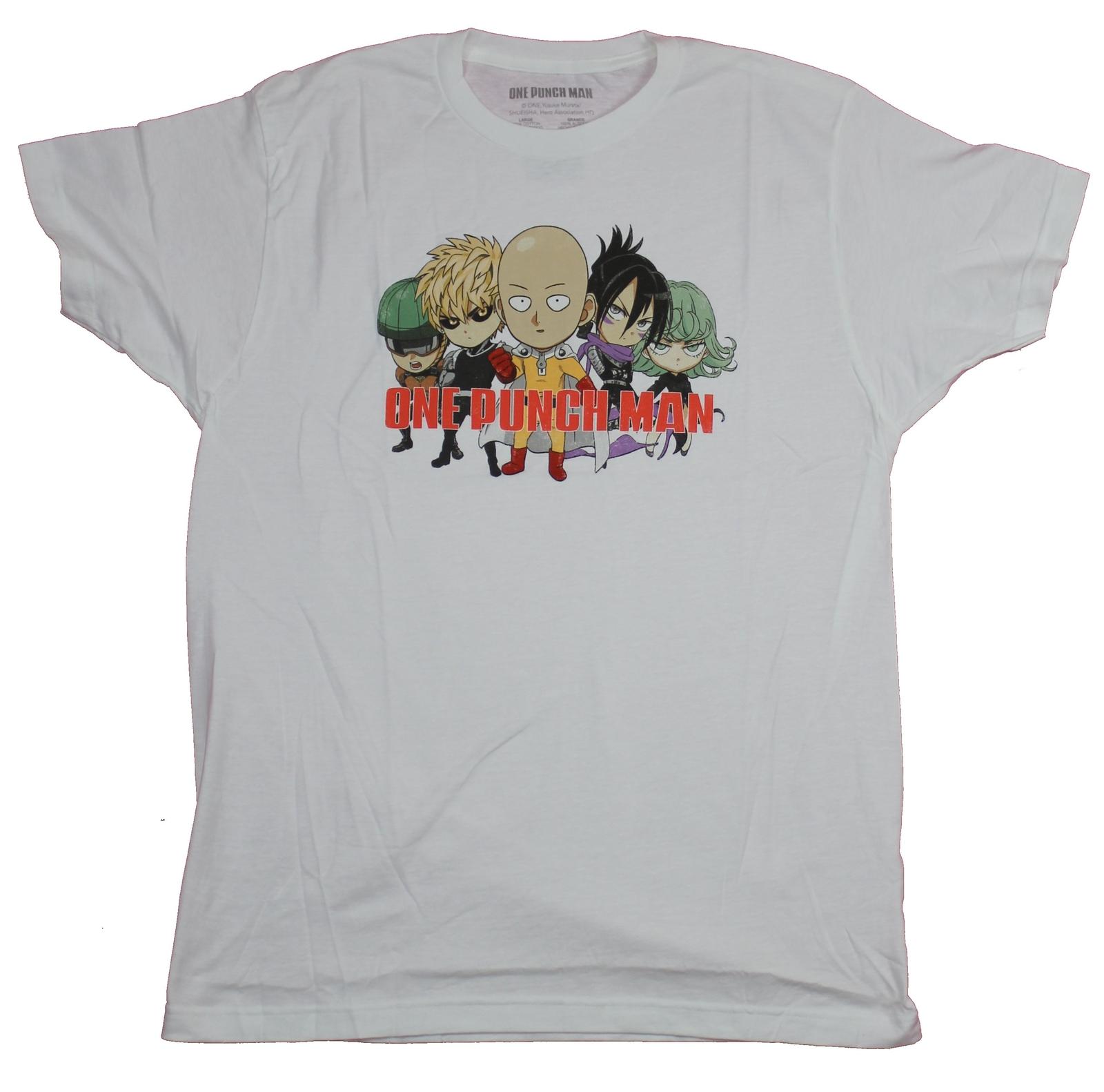 One Punch Man Adult New T-Shirt - Saitama & More Characters Chibi Style XXL