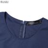 ZANZEA Women Casual Round Neck Solid Color Short Sleeve Dress
