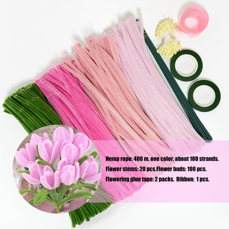 Bendable Floral Stem Wire Tulips Bouquets Set For Creative Arrangements Decorative Flowers Wedding Table Centerpiece