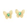 New product design brushed gold butterfly stud red green two-color insect earrings 925 silver needle earrings for women
