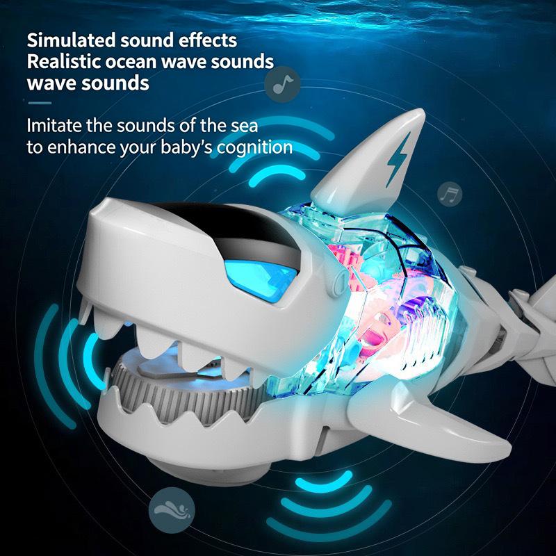 Electronic Pet Toy Musical Walking Mechanical Shark Model With Light Indoor Toys For Kids Boys Birthday Children'S Day Gifts