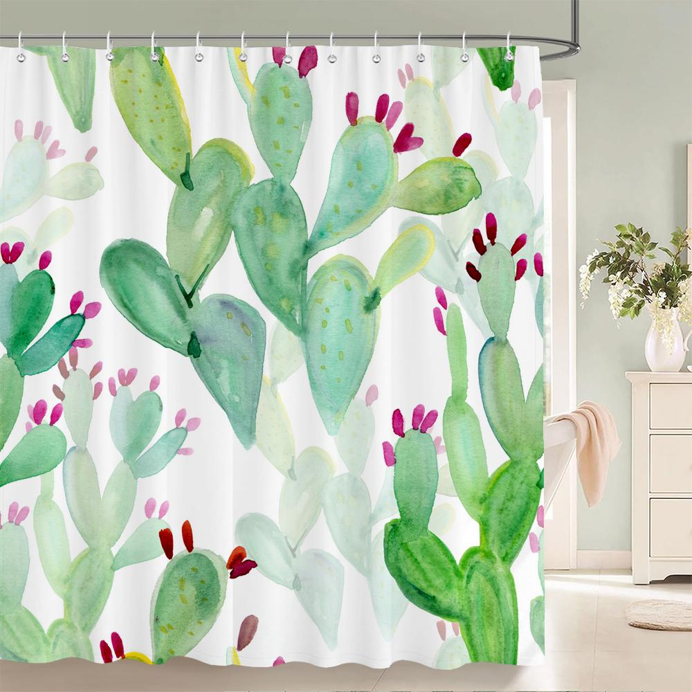 High Quality Colorful Flowers Plant Leaves Shower Curtains Waterproof Bathroom Curtain Bath Curtain With Hooks Shower Curtain