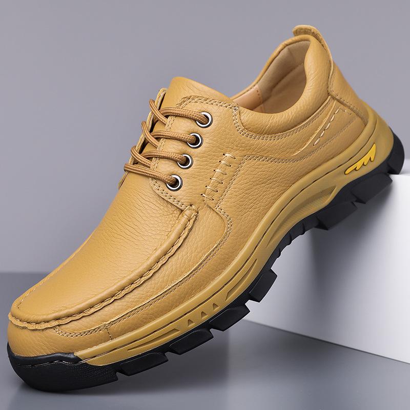 Fashion Men's Casual Cow Leather Outdoor Hiking Shoes Spring Autumn New Designer Platform Shoes Male Lace Fashion Loafers for Men