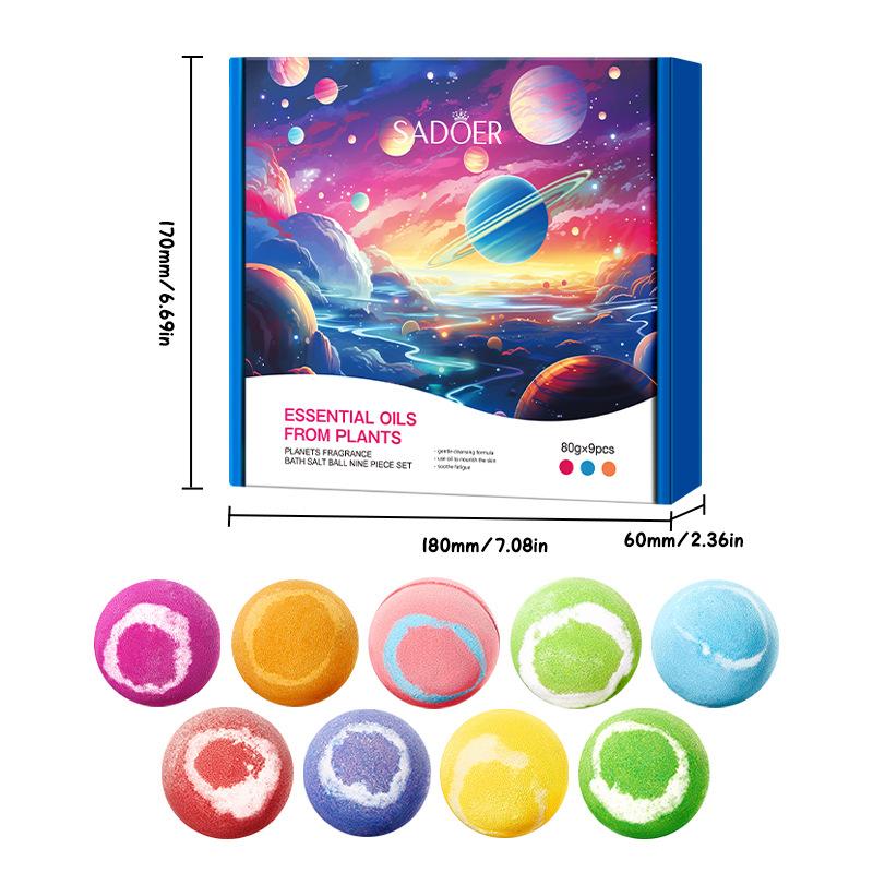 Planet Fragrance Bath Salt Ball 9-piece Set, Deep Cleansing Body Bath Salt Ball Skin Care Products