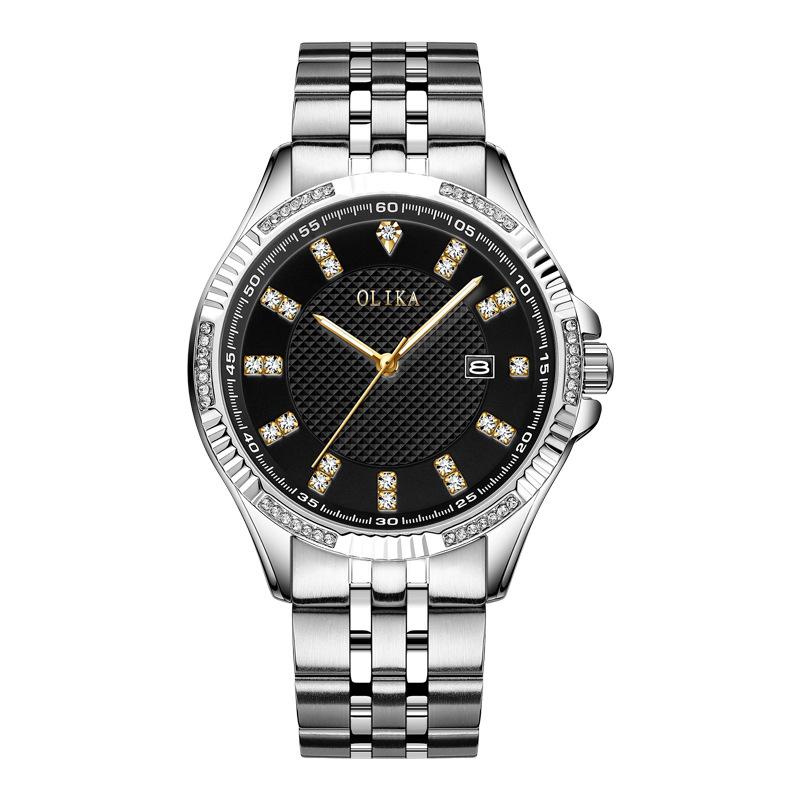 Top Brandneue Leuchtende Herrenuhr Massives Stahlband Wasserdicht Herrenmode Diamantband Kalender Lässige Schlichte Uhr Herren