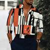 Men Collared Shirt White Base Pink Yellow Rose Leaf Floral Print Long Sleeve Button Down Top