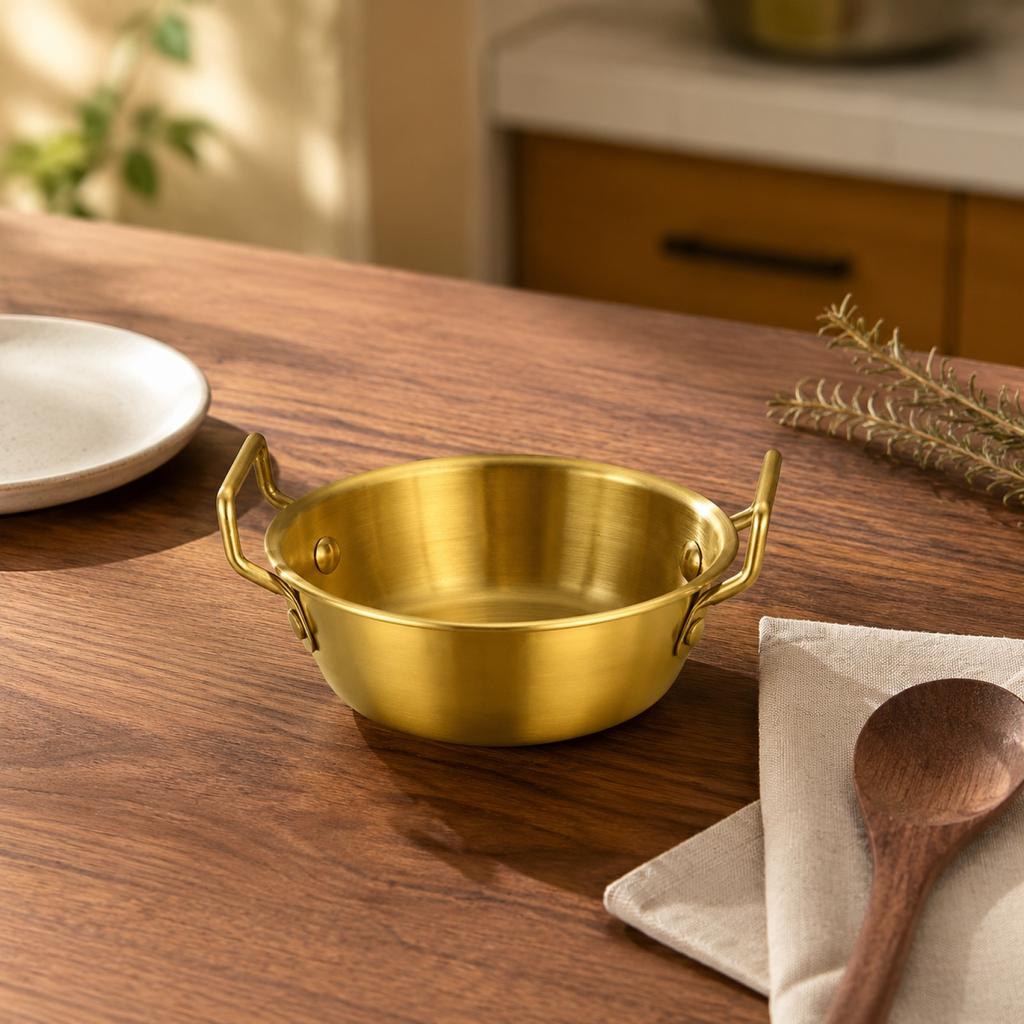 304 Stainless Steel Double Handle Bowl Multi Purpose Salad Bowl Snack Plate Hot Pot Sauce Dish Prep Bowl Kitchen Serving Container