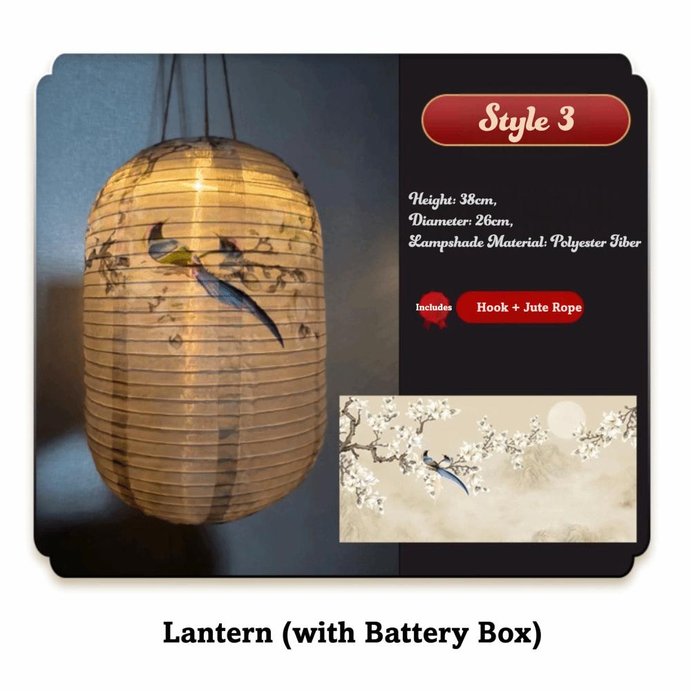 Oriental Style Waterproof Chinese Style Lantern LED Light Nylon Cloth LED Light Lantern Solar Powered Hanging Lamp Home Decor