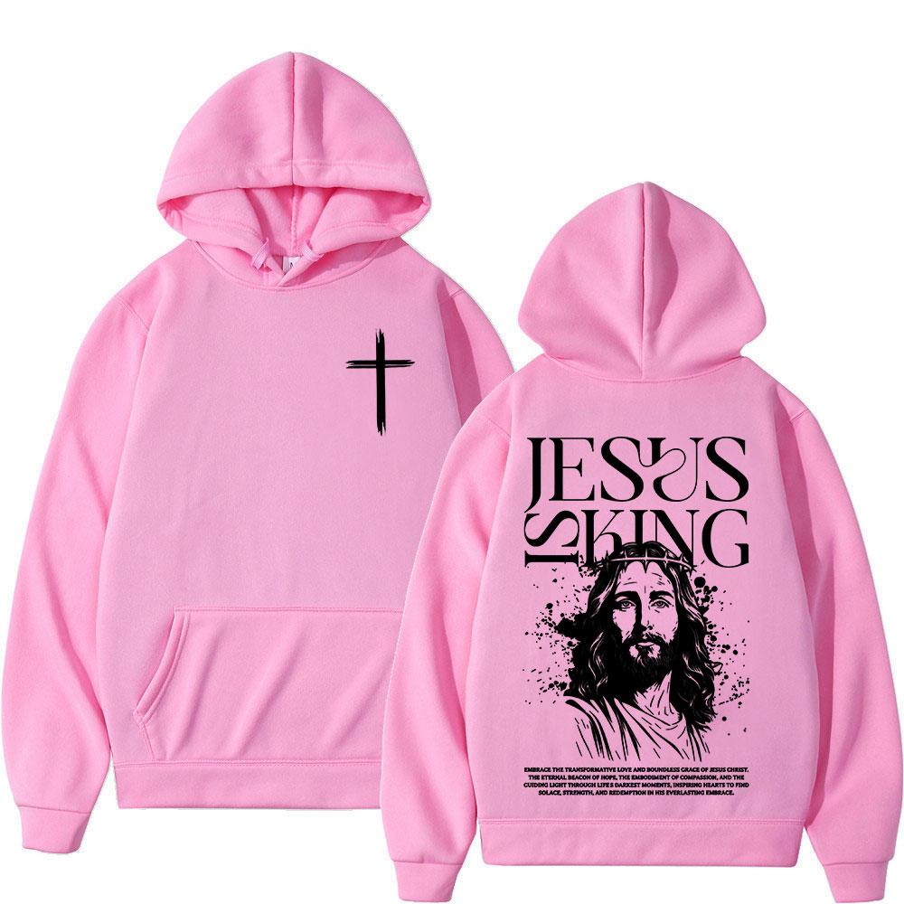Faith Christian Jesus Is King Bible Verse Hoodies Men Women Clothing Fashion Harajuku Sweatshirts Fleece Long Sleeves Pullovers