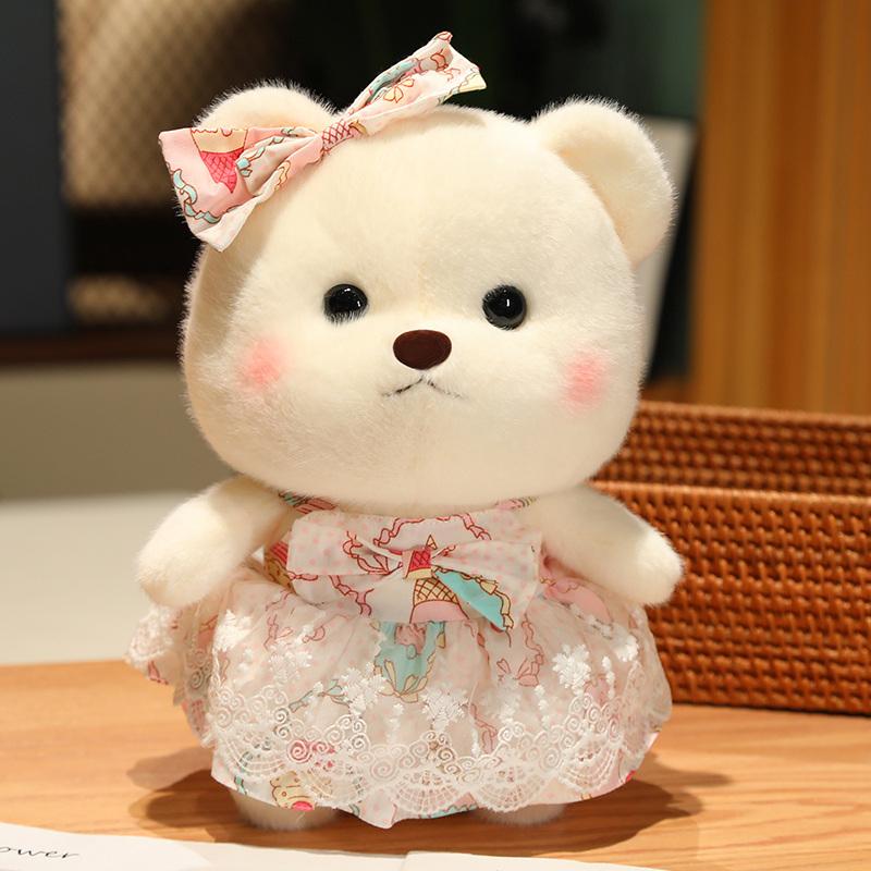 Liebliches Mädchen Herz Bär Plüschtiere Kawaii Stofftiere Weiche Babyschlafpuppe Valentinstagsgeschenk Für Selfie-Requisiten