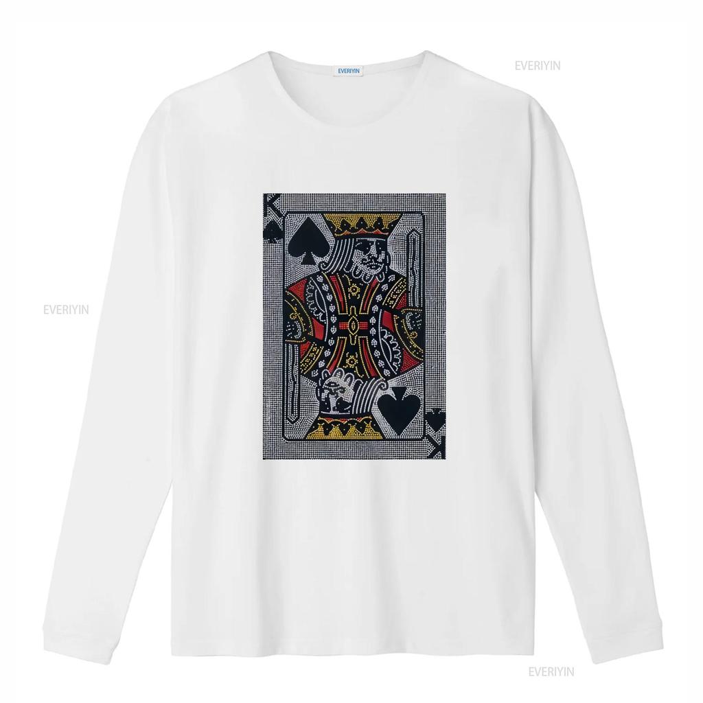 King Card Rhinestone Unisexs T Shirt Vintage Washed Streetwear Stretched Graphic Top For Everyday Wear Comfortable Slightly Homme