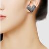 Korean Style Luxurious Heart Diamond Silver Stud Earrings for Women