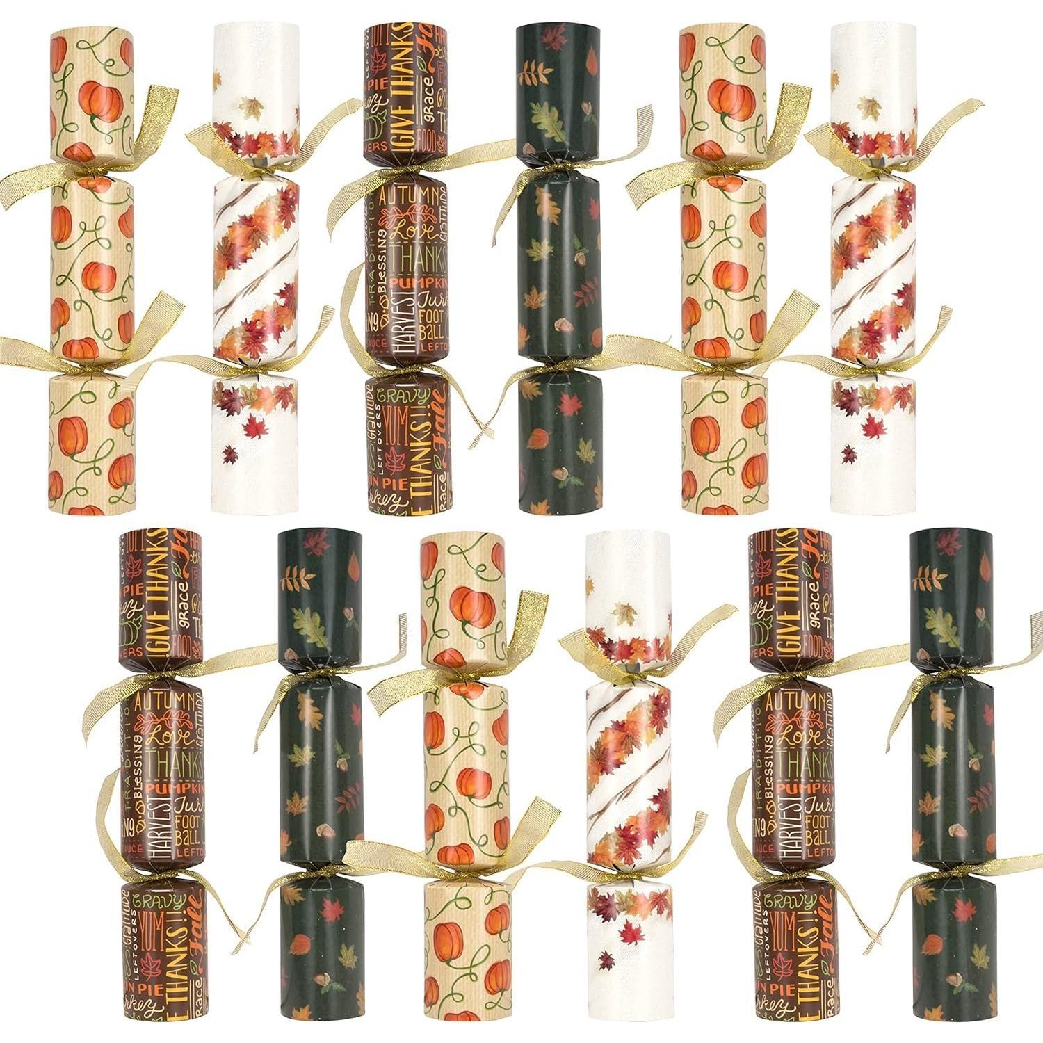 

JOYFY 12 Pack Thanksgiving Party Table Favor No Snap No Popping with Party Hat, Joke & Gift Inside Thanksgiving Holiday gifts