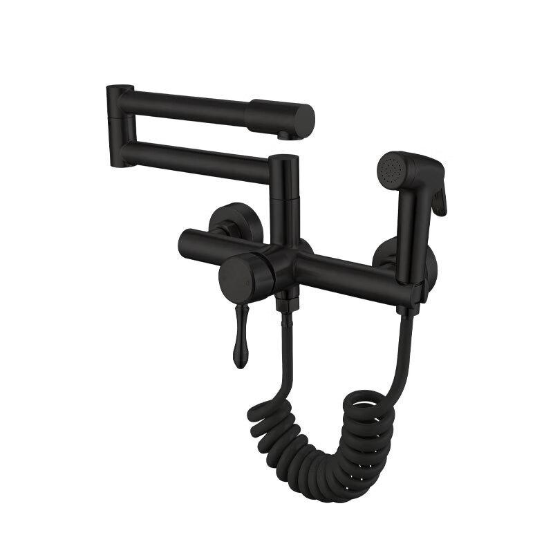 TLXT Wall-Mounted Foldable Kitchen Faucet with Sprayer