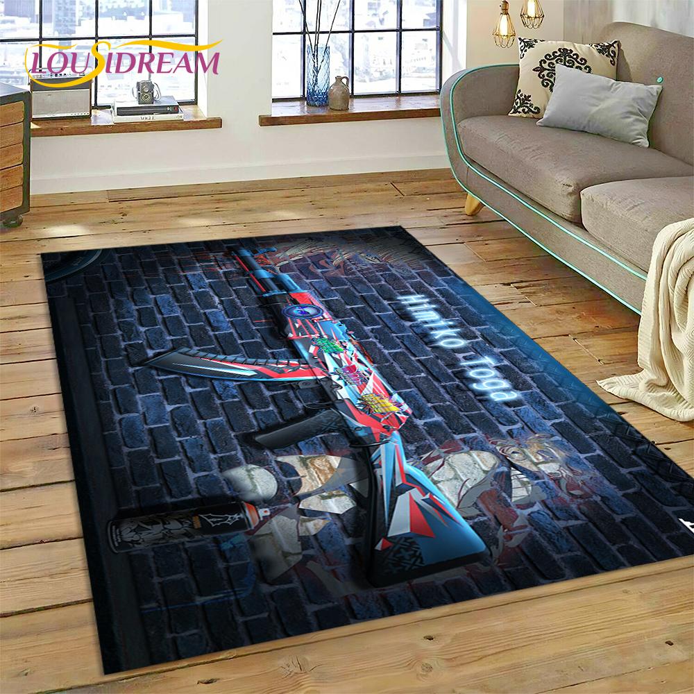 CS GO, Counter Strike Spiel Gamer HD Teppich für Wohnzimmer Schlafzimmer Dekoration, Bodenteppich rutschfeste Dekoration für Sofa Fußmatte Geschenk