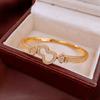 Gourd Hollow Gold-Plated Zircon Bangle - Chinese Style Luxury Fashion Bracelet