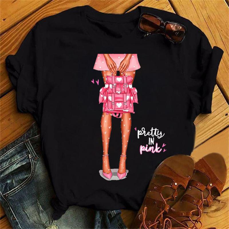 Piękne dziewczyny z lat 90., nadruki damskie, modne koszulki z okrągłym dekoltem, zabawne, estetyczne, graficzne, nadruki damskie, ubrania damskie