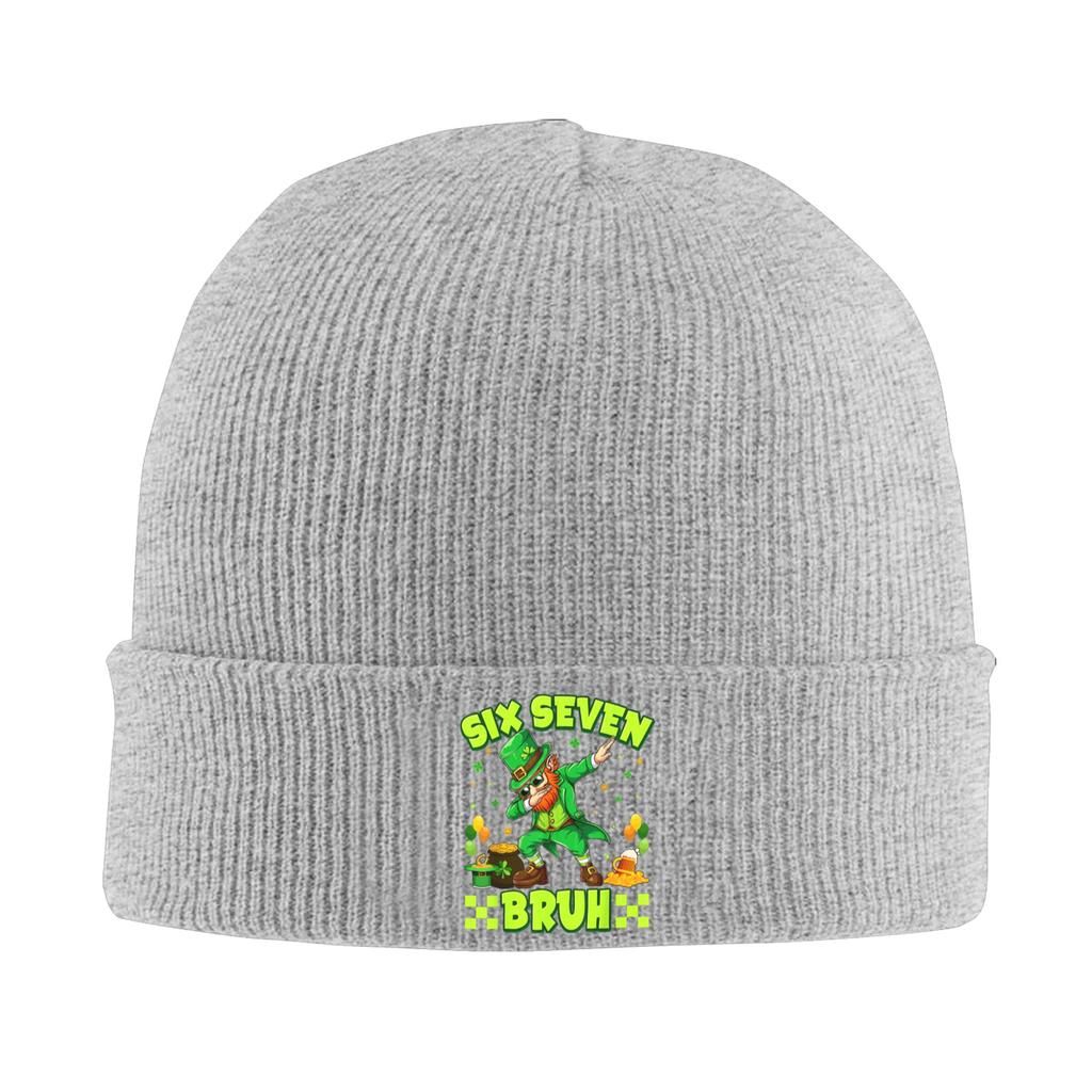 Six Seven Bruh 67 Funny Saint Patricks 6 7 Meme Beanie Hats  Skullies Beanies Male Vintage Warm Caps Autumn Design Bonnet Hats