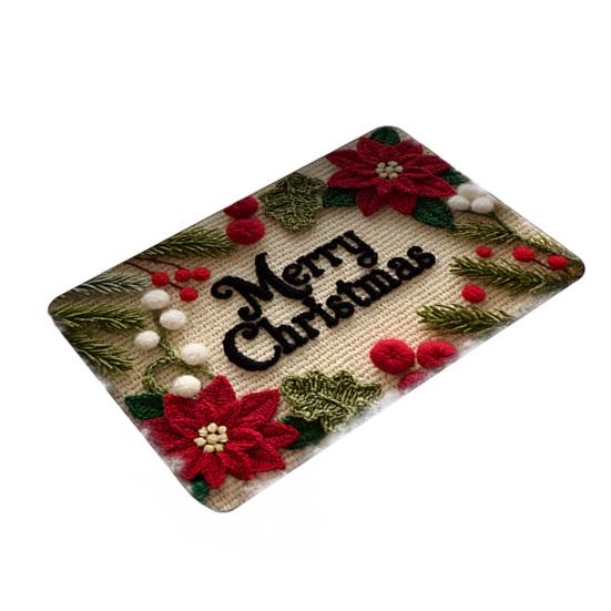 Christmas Floor Mat 3D Effect Pattern Doormat Santa Welcome Mat Non-Slip Xmas Tree Snowman Floor Rug for Entryway Porch
