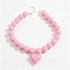 Acrylic Beaded Necklace Round Clavicle Chain Chunky Style Heart Pendant Choker  For Women