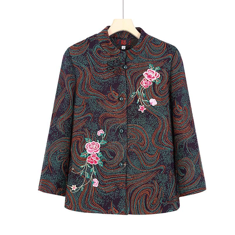 

Autumn women s coat year 0 old lady top festive clothes 5XL (recommended 145-80 kg) зелёный