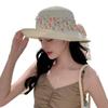 Breathable Flower Fisherman Cap Large Brim Wide Brim Sun Hat Fashion Lace Bowknot Straw Hat  Beach