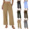 Damen Hose mit Kordelzug Taille Weiter Bein Lockerer Schnitt Hoher Bund Freizeit Hose Weicher Stoff Leichte Lounge Hose