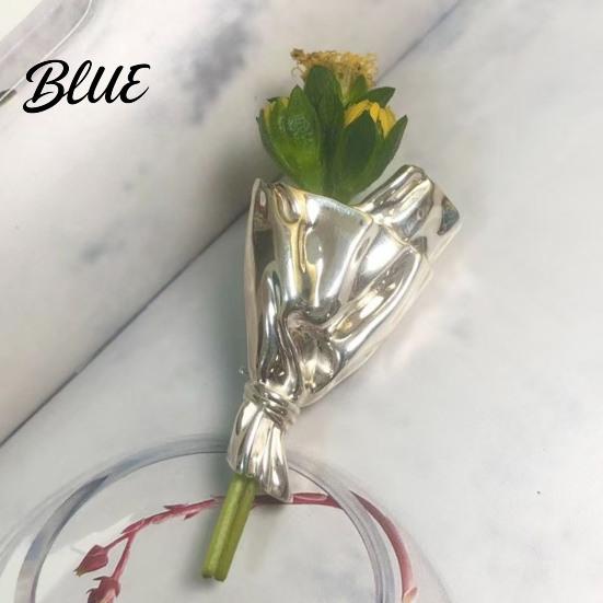 Artistic Bouquet Accessory Brooch Lightweight Alloy Vase Silhouette Insert Real/Dried