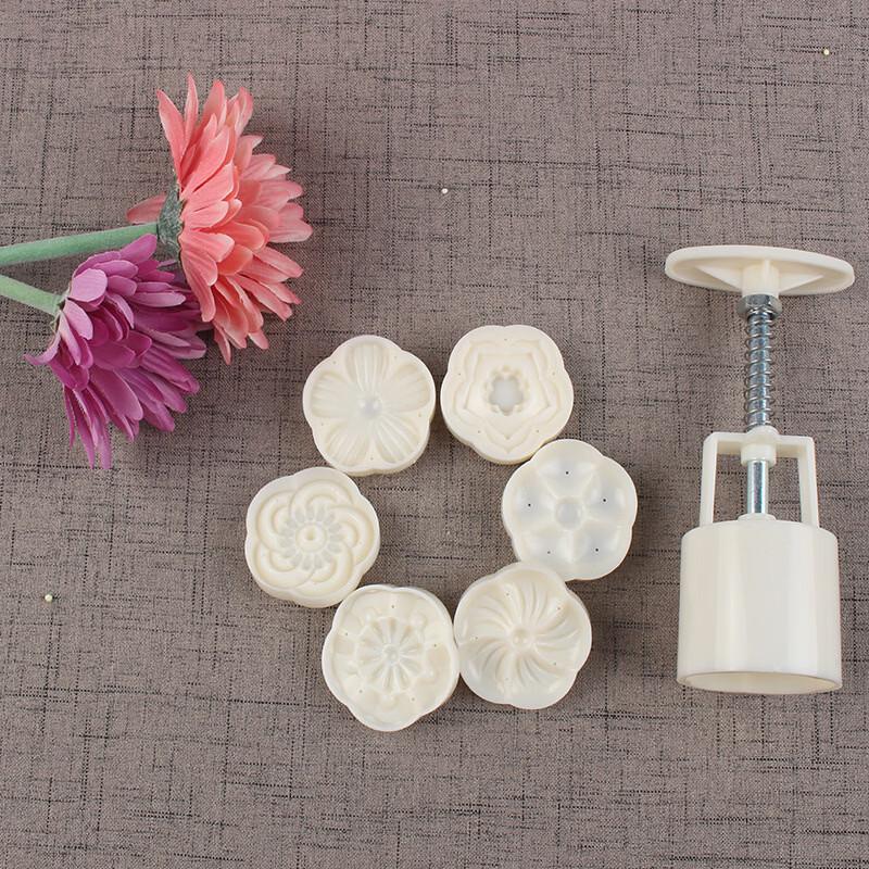 De'ou Starlight Hand-Press 3D Floral Mooncake Mung Bean Cake Mold Set